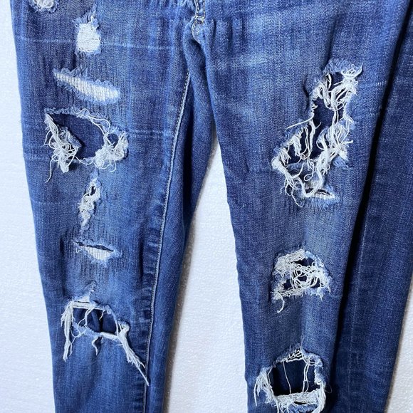 American Eagle Womens Size 0 Ripped Distressed Jeggings Jeans Stretchy Dark Wash - Picture 5 of 11